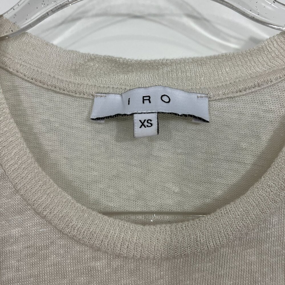 IRO XS Cream White Sija Distressed Linen Short Sleeve T-Shirt Top - Picture 9 of 13